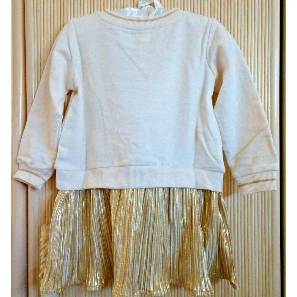 Gymboree Girl's Dress Size 2T Gold Metallic Shimmer Holiday Party Pleats NWT